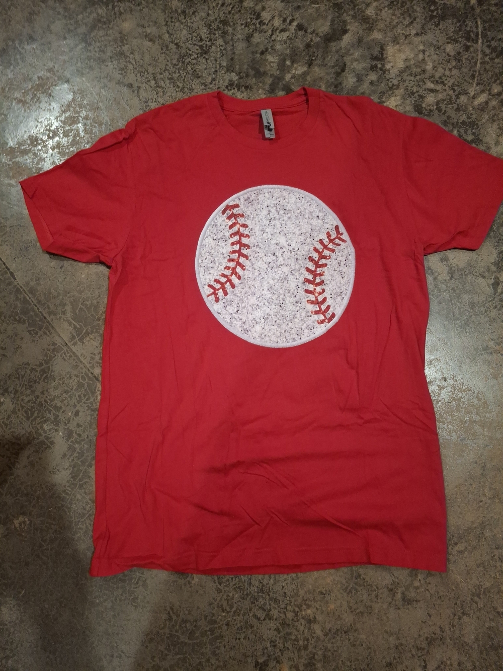 Baseball Next Level Apparel Bright Red Crewneck Tee